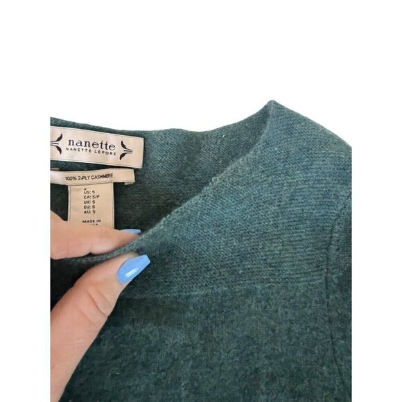 Nanette Lepore Women's Sz Small Green 2-Ply 100% Cashmere Pullover Sweater - Picture 8 of 9